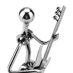 Small Iron Sculpture Metal Musician Player Collectible, Metal Musician Guitar Player Statue, Guitar Collectible Figurine Hand Soldering Home Decor Art Iron Statue Crafts Gifts