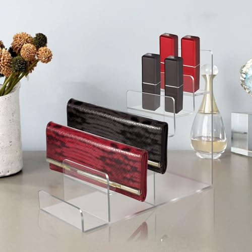 Acrylic Wallet Display Stand Purse Handbag Organizer, Clear Jewelry Riser Display Stand Purse Display Rack, Acrylic Display Shelf for Cosmetic Perfume Jewelry Sunglasses Handbag (2 PCS-6 Tier) - size: 2 PCS-6 Tier