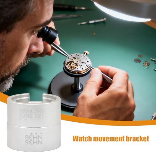 Watch Movement Holder, Double-Sided Repair Mount, Small Size Clock Stand Lightweight Travel, Metal Material Sturdy Stable Design, Watch Accessory Professional Collectible Display - color: Silver