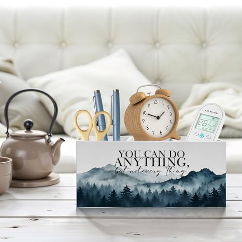 Mountains Forest Inspirational Pencil Pen Holder for Desk, You Can do Anything But Not Everything Wooden Pencil Holder Organizer for Home Office Desk Accessories, Encouragement Gifts - color: Color-Desk accessories white 07