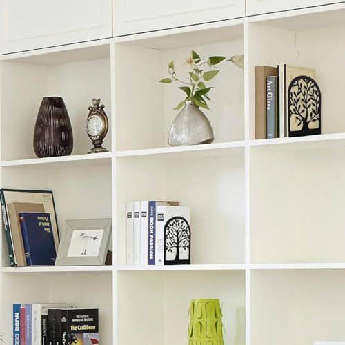 Book Ends Tree Design Modern Bookends for Shelves, Modern Metal Tree Book Ends for Shelves Decorative, Home Decorative Bookends for Home Office, 7 X 4.7 X 3.5 ”, Black, 3 Pairs/6 Pieces