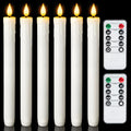 Homemory Real Wax LED Flameless Taper Candles with Timer, Dripless Fake Candlesticks with 3D Flickering Flame, 9.6 Inches White Window Candle for Fireplace Christmas Halloween - style: Farmhouse - White 9.6"