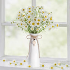 8 Inch Ceramic Vase with Jute Rope & Heart Charm, Elegant White Decorative Vase for Home Décor & Table Centerpieces - style: Slim