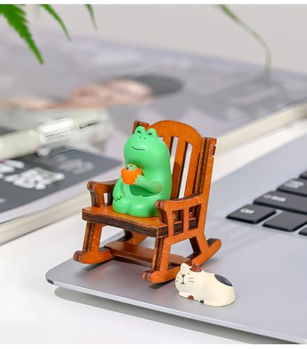 Miniature Frog Anime Figurines - Resin Desk Figurines, Cool Office Gadgets for Desk, Fun Desk trinkets Gift for Frog Lover（Rocking Chair） - size: 01-frog-Rocking Chair