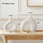 DOWAN Ceramic Vase Set of 2, 7.6" Decorative Pampas Vase for Home Decor, Modern Farmhouse Pottery Vase for Living Room Coffee Table Kitchen Bedroom Desk Entryway Mantel Book Shelf, Soft White