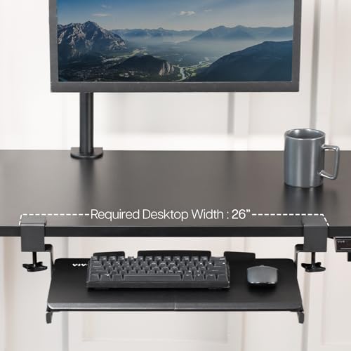 VIVO Small Keyboard Tray, Under Desk Pull Out with Extra Sturdy C Clamp Mount System, 20 Inches (26 Inches Including The Clamps) x 11 Inches Slide-Out Platform Computer Drawer for Typing, Black, - color: Black, size: 20 inch
