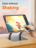 tounee Tablet Holder Stand, Dual Rod Adjustable Aluminum Desktop Stand, Compatible with 4.7-16.9" iPads, Surface Tablets, Portable Monitors, Kindle & More (Gray) - color: Gray