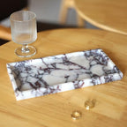100% Natural Luxury Calaccata Viola Marble Small Hand Towel Tray Holder Organizer, Makeup Bathroom Holder - color: Viola-rectangle-10"x5"x0.7"