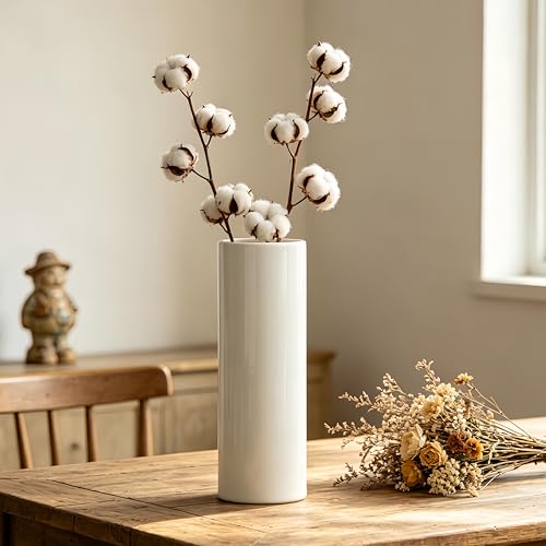 12 Inch White Vase Ceramic Flower Vase, Tall Vases for Pampas Grass, Home Decor, Modern Textured Vases for Living Room Decorations,Table Centerpieces,Shelf,Farmhouse Small Ceramic Vase - style: Shape 11