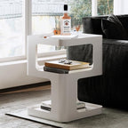 Modern Side Table,White end Table,Unique nightstand,Bedside Table,Metal 3-Tier Night Stand with Storage,Accent Side Table for Couch,Bedroom,Living Room.No Assembly Required. - color: White
