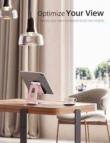 Nulaxy Aluminum Dual Foldable iPad Stand, Fully Adjustable Desktop Tablet Holder, Tablet Accessories for Office Kindle Compatible with Mobile Devices iPad Pro/Air/Mini, iPhone Pro/Max/Plus, Rose Gold - color: C-Rose Gold