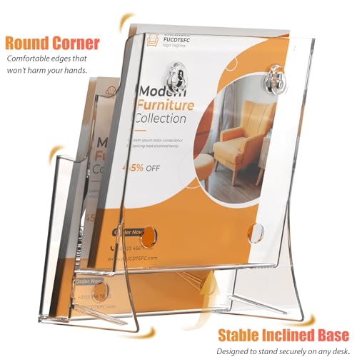 FUCDTEFC Acrylic Brochure Holder 8.5x11 & 4 x9 Inches, Clear 2 Tier Literature Magazine Stand Brochure Display Stand w Removable Divider Universal, Pamphlet Flyer Holder for Wall Mount or Countertop - size: 1 Pack 2-Tier Brochure Holder