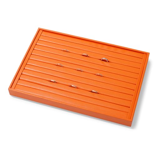 11 Slots PU Leather Ring Earrings Trays Jewelery Tray Ring Earrings Organizer Tray For Rings, Earrings, Coins, Brooches Organizer (Orange) - color: Orange, size: 11 Slot