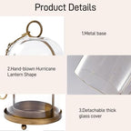 Metal Candle Holder Set (5.3"×11.8" & 3.9"×7.8"), Gold Hurricane Glass Candle Holders for Pillar Candles Wedding Party Table Coffee Table Decor