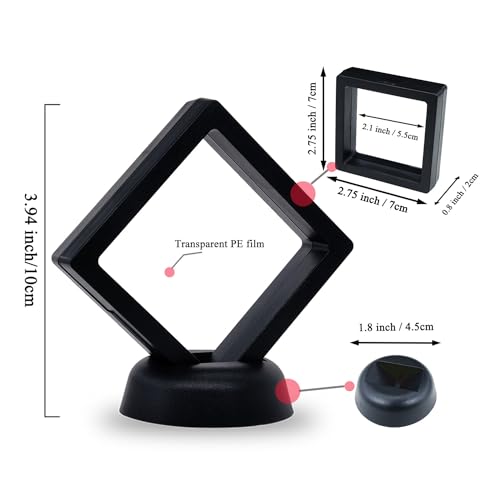 10Pcs Coin Holder Challenge Coin Display Stand, Black 3D Floating Display Case for AA Coin Medallions Jewelry Rock Gem Arrowhead Collecting and Display (2.75×2.75×0.8 inches) - size: 2.75×2.75×0.8 inches