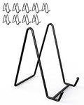 Lzerking 10 Packs Display Stands for Plate, 6 Inches Black Plate Stands for Display, Metal Plate Holder Picture Stand for Picture, Decorative Plate, Book, Photo