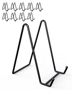 Lzerking 10 Packs Display Stands for Plate, 6 Inches Black Plate Stands for Display, Metal Plate Holder Picture Stand for Picture, Decorative Plate, Book, Photo