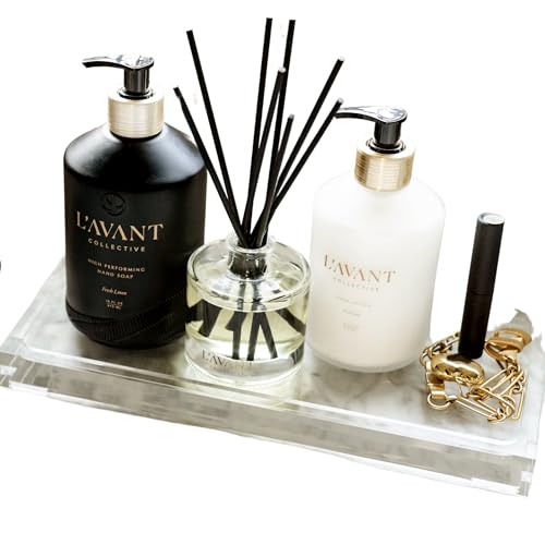 L'avant Collective Large Luxury Lucite Tray | Real Luxurious Vanity Tray Coffee Table Soap Tray Kitchen Sink Organizer Home Decor Gifts Bathroom Kitchen Vanity Dresser 12" x 6" - size: Large (Lucite) - 12 x 6 x 1 inches
