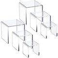 HIIMIEI Clear Acrylic Display Risers 2 Sets, 3-Tier Risers Stands Showcase for Amiibo Funko Pop Figures, Dessert, Jewelry-3"x4"x5" - size: 3"x4"x5"