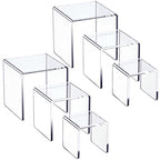 HIIMIEI Clear Acrylic Display Risers 2 Sets, 3-Tier Risers Stands Showcase for Amiibo Funko Pop Figures, Dessert, Jewelry-3"x4"x5" - size: 3"x4"x5"