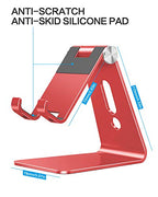 OMOTON Adjustable Cell Phone Stand, C2 Aluminum Desktop Phone Holder Dock Compatible with iPhone 15 14 13 Xs XR 8 Plus 7 6, Samsung Galaxy, Google Pixel, Android Phones, Red - color: Red