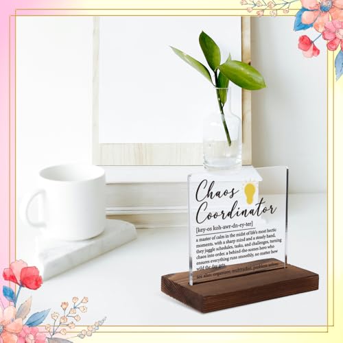 Chaos Coordinator Appreciation Gift, Inspirational Definition Plaque for Organizers and Multitaskers, Funny Office or Home Desk Gift, 4x4 Inch Acrylic Sign,XXD142 - style: Chaos Coordinator