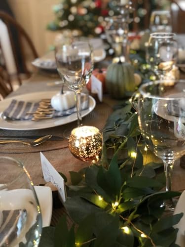 Volens Round Gold Votive Candle Holders, Mercury Glass Candle Holder Set of 12, Wedding Decorations for Table - color: Gold