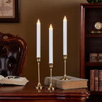 Flameless Taper Candles Flickering with Remote and Timer, 3D Moving Flame Taper Candle Battery Operated to 400 Hours, 9 Inch Window Candles, (White) - color: White