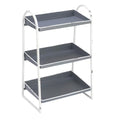 Creative Co-Op Heavily Distressed 3-Tier Metal Tray with White Frame & Rim, Grey - color: Grey