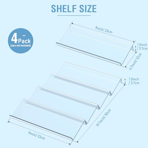 Suneerplay Spice Drawer Organizer 4 Tier, Acrylic Seasoning Organizer Rack, Clear Spice Rack Tray, Kitchen Seasoning Jars Drawers Insert (Jars Not Included/Expandable From 9" to 18") - color: Clear 4 Pack, size: Small