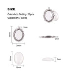 PH PandaHall 60pcs Bezel Pendant Blanks Settings - 30pcs Oval Pendant Trays Photo Charms with 30pcs Glass Cabochons for Wedding Brides Bridal Bouquet Charm Necklace Jewelry Making, 25x18mm - size: Tray: 25x18mm