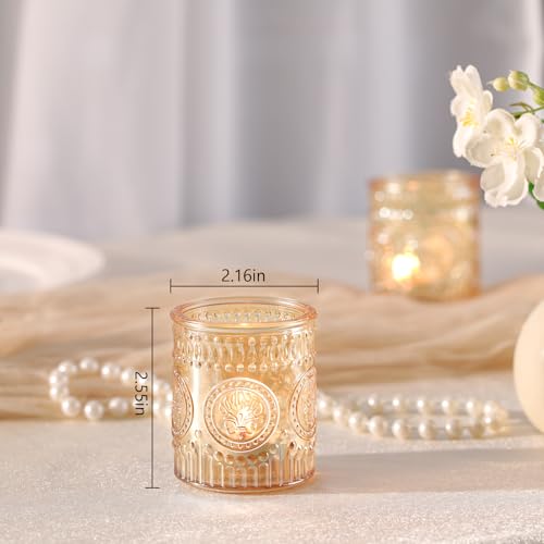 MATAHUM 24 Pcs Gold Votive Candle Holders, Glass Tealight Candle Holders for Wedding Table Centerpiece, Home Decor, Birdal Shower, Party - color: Gold