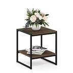 FURINNO Camnus Modern Living 2-Tier End Table, Columbia Walnut, 15.9 in x 15.75 in x 18 in - color: Columbia Walnut, size: 2 Tiers, Metal Frame