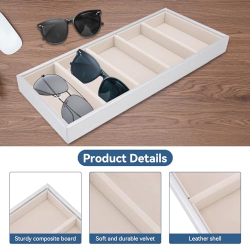 Velvet Glasses Box Tray, Stackable Glasses Display Tray Jewelry Organizer Trays for Glasses and Watch Holder Organizer Tray(Grey) - color: Grey