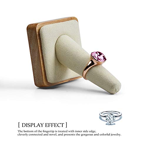 Oirlv Single Finger wooden ring display stand Jewelry Showcase Display Holder (Creamy-white) - color: Creamy-white