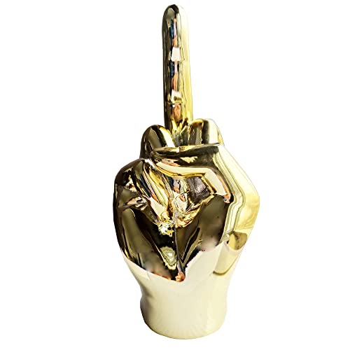 Gold Decor Resin Finger Statue 7.8" Hand Sculpture for Table,Desk, Gifts