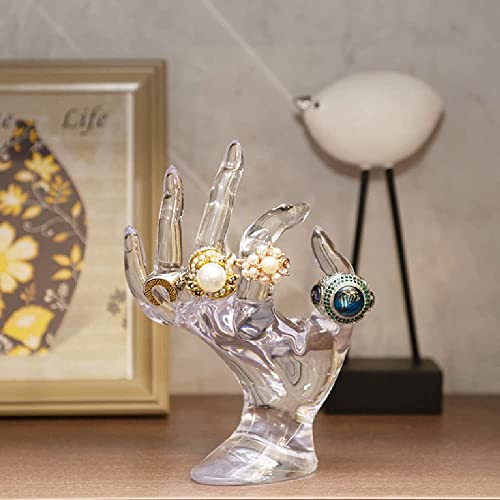 HOMEGOAL Hand Jewelry Holder, Bracelet Ring Watch Jewelry Display Holder Stand, Mannequin Hand, Polyresin, 7 Inch (Transparent) - color: Transparent