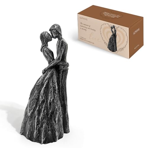 Black Couple Embracing Resin Figurine, 7.9" H, Romantic Gifts for Him & Her, Faux Black Wrought Iron Finish, Engagement Anniversary Wedding Keepsake Home Decor - style: Black Couple Embrace