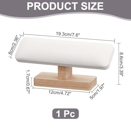 NBEADS Wooden Watch Display Stand, T-Bar Bracelet Holder PU Leather Jewelry Organizer Holder Removable Bangle Anklet Tower Rack for Home Use, Retail Display Selling, White, 7.6×1.97×3.39 Inch