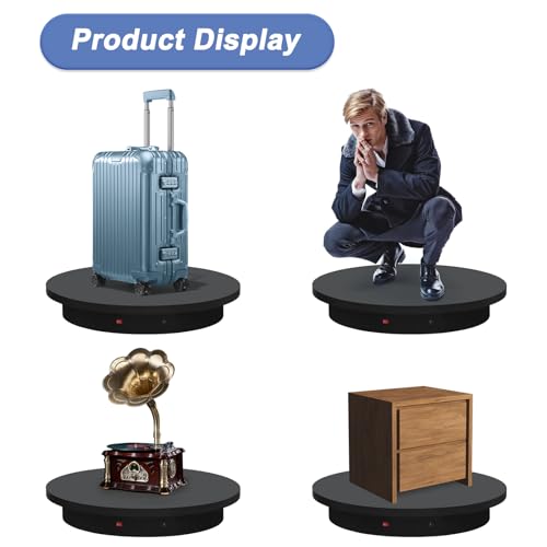 Super Heavy Duty Remote-Controlled Motorized Turntable,Motorized Rotating Display Stand,Speed-Adjustable Rotating Platform,Human 3D Scan Electric Turntable for Scan,Showcase(23.6in/Black) - size: 23.64inch/Black/700Lbs Load