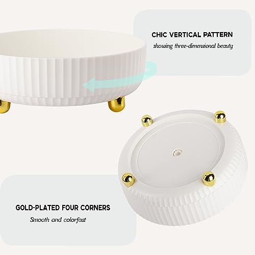 Anyoifax Makeup Perfume Organizer Tray 360 Degree Rotating Lazy Susan Skincare Lotion Organizer Spinning Cosmetics Storage for Dresser, Vanity, Bathroom Countertop, Large Ivory White - color: White, size: 11 "