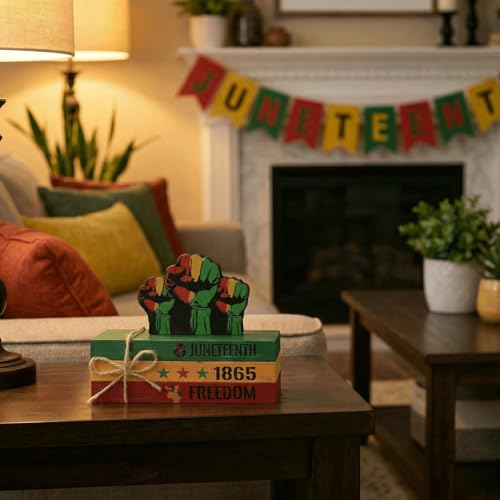 Smile Juneteenth Freedom 1865 Wooden Desktop Decor Set - African American Black Pride Table Signs - Home Office Shelf Accents - Black History Month Gifts for Men, Women - style: Juneteenth Truck
