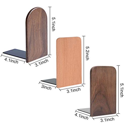 2 Pieces Walnut Wood Bookends，Walnut Wood Art Bookends Office Hand Crafted Walnut Wood Bookends for Home Office School Book Organizers (Walnut Square)