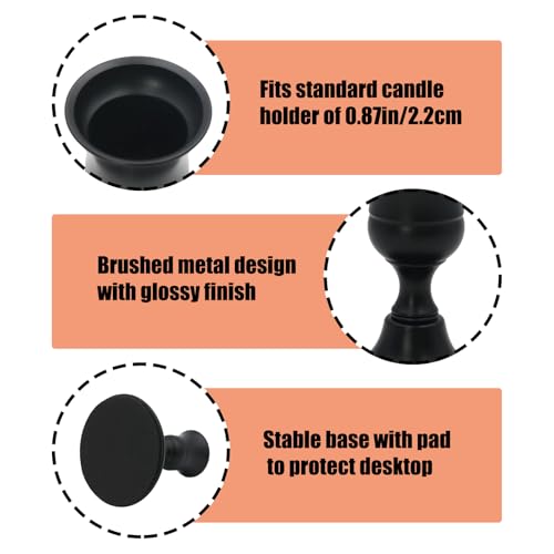 2 Pcs Black Taper Candle Holders 2.8 Inch Vintage Short Skinny Metal Candlestick Holders for Table Centerpieces - color: Black