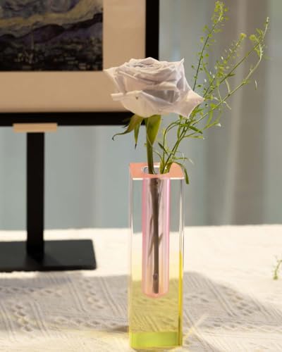 5 Pcs Acrylic Vase Set, Bud Vase for Centerpieces, Maximalist Decor Cute Flowers Vases for Modern Home, Office, Bedroom, Living Room, Dining Table (Pink, Purple, Green, Blue, Yellow) - color: Pink, Purple, Green, Blue, Yellow