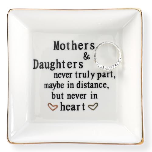HOME SMILE Mother Gifts From Daughter,Daughter Birthday Gift from Mother, Ring Trinket Dish Jewelry Tray -Mothers and Daughters Never Truly Apart, Maybe in Distance But Heart - style: Mother and Daughter