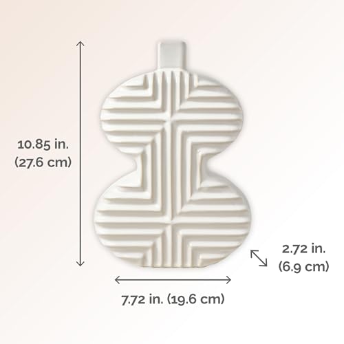 Mikasa Geometric Curve Stoneware Ceramic Vase, 7.72x2.72x10.83 Inch - size: 10.8 Inch