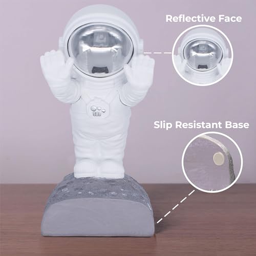 Astronaut Bookends - Space Decor for Kids Rooms - Kids Book Ends for Shelves - Bookends for Heavy Books - Unique Astronaut Decor Book Holders with Anti-Slip Base (Reflective Silver) - color: Reflective Silver
