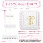 5 Pcs Dessert Table Display Set - 2 Pcs 3-Tier Dessert Display Stands & 3 Pcs Serving Tray - Dessert Trays Dessert Stands Treat Table Displays Set for Tea Parties,Birthdays & Baby Showers - color: White