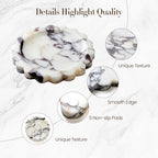 SAMAH Calacatta Viola Natural Marble Tray, Scalloped Bathroom Tray, Luxury Decorative Trays for Bathroom, Vanity, Dresser, Kitchen & Home Decor, Valentine's Day House Warming Gifts New Home(Round) - size: 6.3"